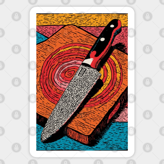 Chef's Knife in Action | Culinary Knife Skills Art Magnet by TuncGK
